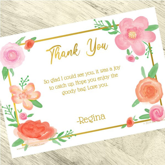 Welcome Floral Party Thank You, 5x7-in, Editable PDF Printable by Birthday Direct