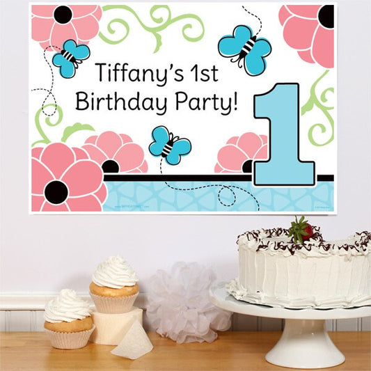 Little Butterfly 1st Birthday Sign, Editable PDF Printable by Birthday Direct