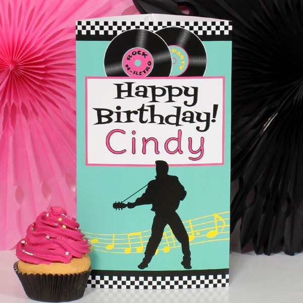 Rock and Roll Party Centerpiece, 10 inch Editable PDF Printable by Birthday Direct