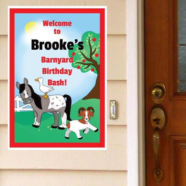 On the Farm Party Door Greeter, Editable PDF Printable by Birthday Direct