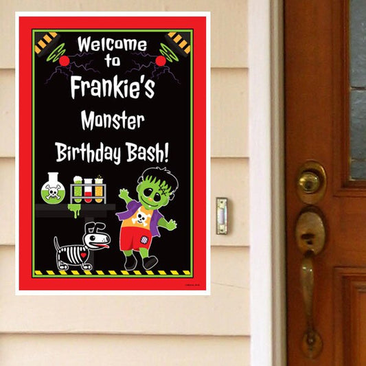 Mad Slime Scientist Little Frankie Party Door Greeter, Editable PDF Printable by Birthday Direct