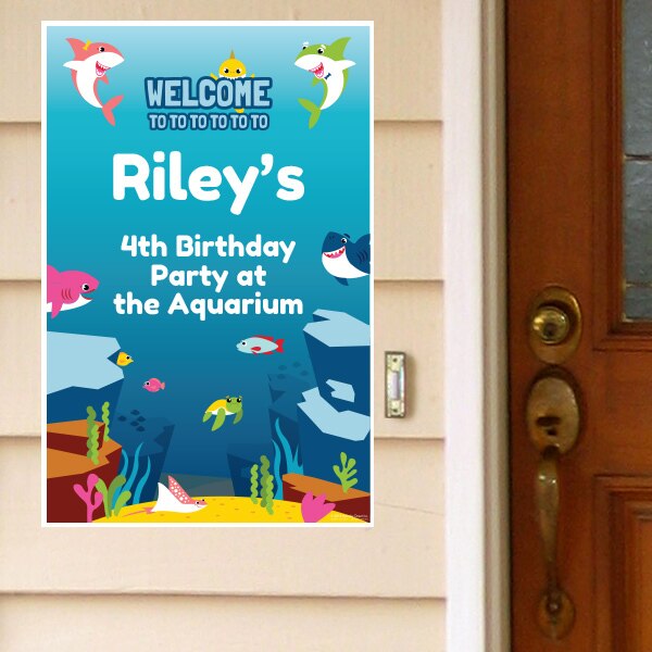 Shark Baby Party Door Greeter, Editable PDF Printable by Birthday Direct