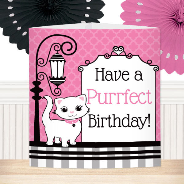 Paris French Kitten Birthday Centerpiece, 8.5x11 Printable PDF by Birthday Direct