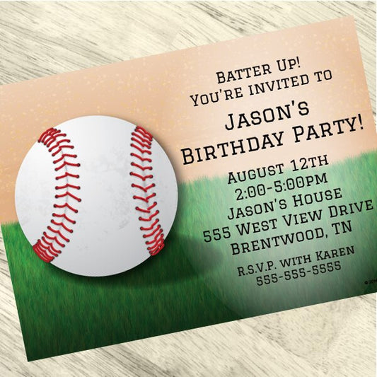 Baseball Party Invitation, 5x7-in, Editable PDF Printable by Birthday Direct