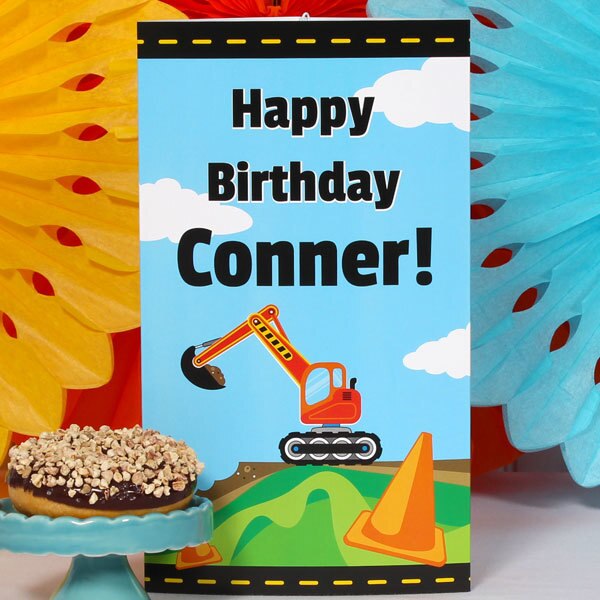 Construction Little Digger Birthday Centerpiece, 10 inch Editable PDF Printable by Birthday Direct