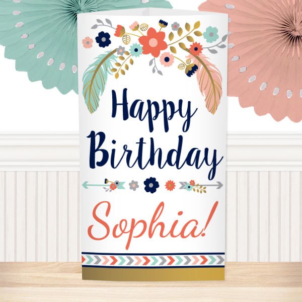 Boho Birthday Centerpiece, 10 inch Editable PDF Printable by Birthday Direct