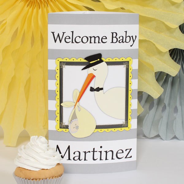 Stork Baby Shower Centerpiece, 10 inch Editable PDF Printable by Birthday Direct