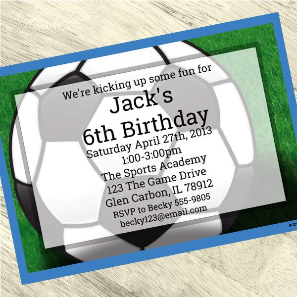 Soccer Party Invitation, 5x7-in, Editable PDF Printable by Birthday Direct
