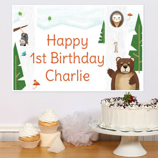 Wild Woodland 1st Birthday Sign, Editable PDF Printable by Birthday Direct