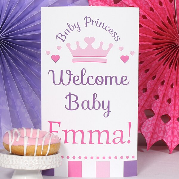 Little Princess Baby Shower Centerpiece, 10 inch Editable PDF Printable by Birthday Direct