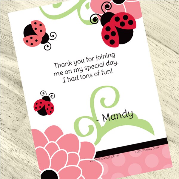 Little Ladybug Party Thank You, 5x7-in, Editable PDF Printable by Birthday Direct