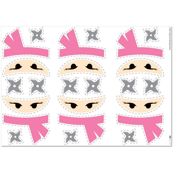 Little Ninja Girl Party Decoration-Activity, 8.5x11-in Sheets, Printable PDF by Birthday Direct