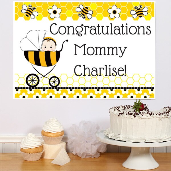 Bumble Bee Baby Shower Sign, Editable PDF Printable by Birthday Direct