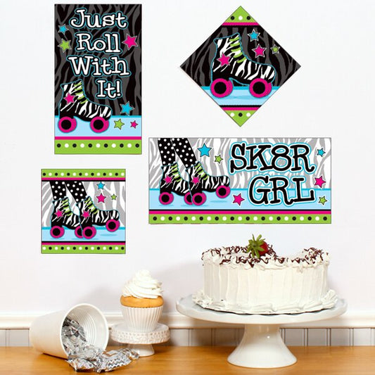 Roller Skate Party Sign Cutouts Wall Decoration, Editable Canva Template by Birthday Direct