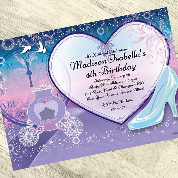 Princess Cinderella Party Invitation, 5x7-in, Editable PDF Printable by Birthday Direct