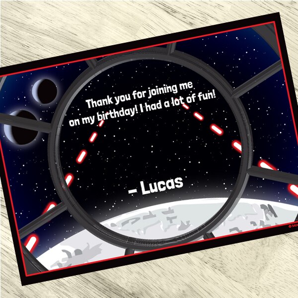 Dark Space Party Thank You, 5x7-in, Editable PDF Printable by Birthday Direct