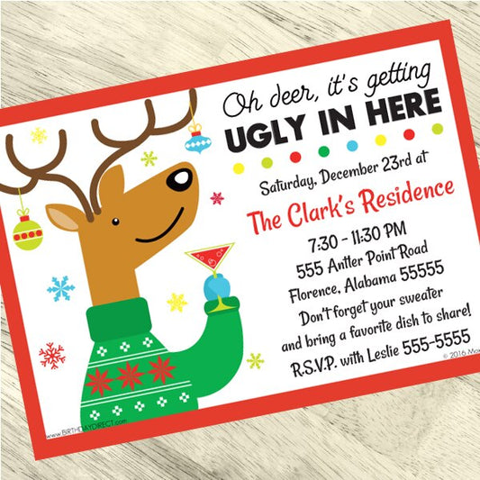 Christmas Ugly Sweater Party Invitation, 5x7-in, Editable PDF Printable by Birthday Direct