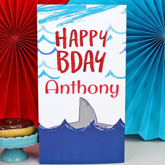 Shark Splash Birthday Centerpiece, 10 inch Editable PDF Printable by Birthday Direct