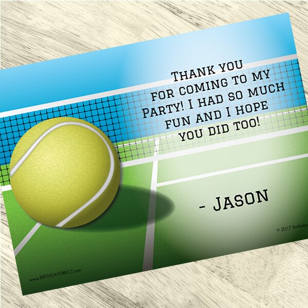 Tennis Party Thank You, 5x7-in, Editable PDF Printable by Birthday Direct