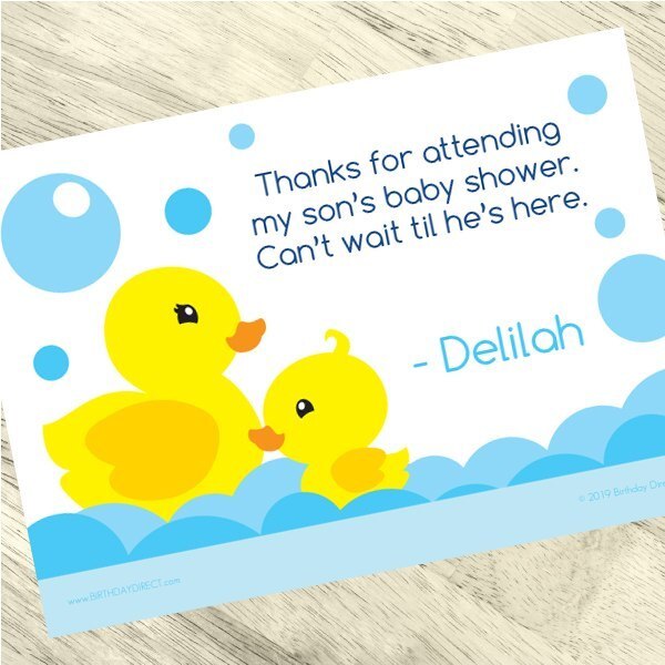 Little Ducky Baby Shower Thank You, 5x7-in, Editable PDF Printable by Birthday Direct