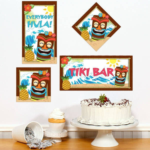 Tiki Tropic Party Sign Cutouts Wall Decoration, 8.5x11 Printable PDF by Birthday Direct