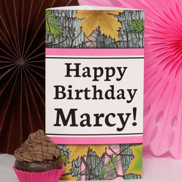 Camouflage Pink Birthday Centerpiece, 10 inch Editable PDF Printable by Birthday Direct