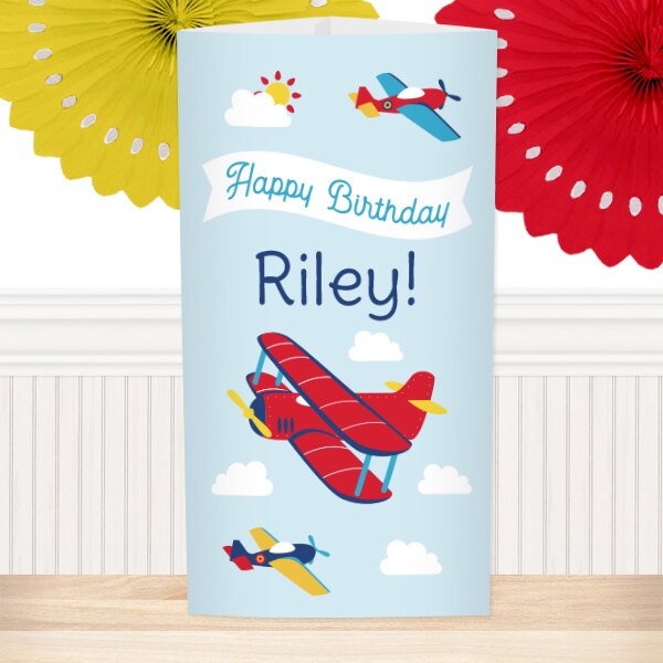 Vintage Airplane Birthday Centerpiece, 10 inch Editable Canva Template by Birthday Direct