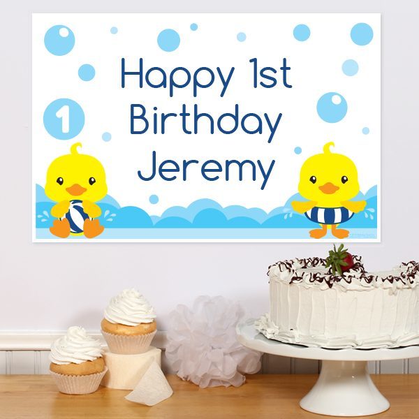 Little Ducky 1st Birthday Sign, Editable PDF Printable by Birthday Direct