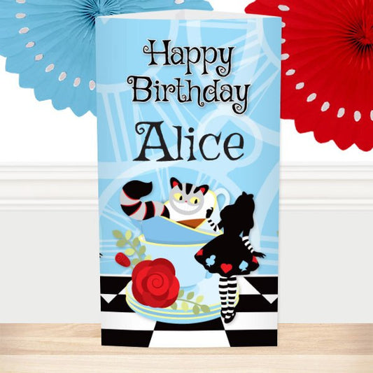 Alice in Wonderland Birthday Centerpiece, 10 inch Editable PDF Printable by Birthday Direct