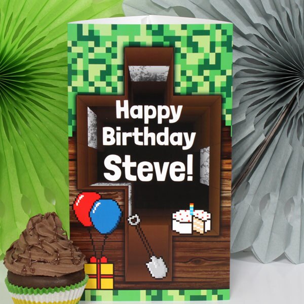 Pixel Craft Party Centerpiece, 10 inch Editable PDF Printable by Birthday Direct