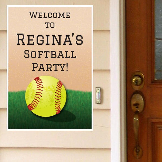 Softball Party Door Greeter, Editable PDF Printable by Birthday Direct