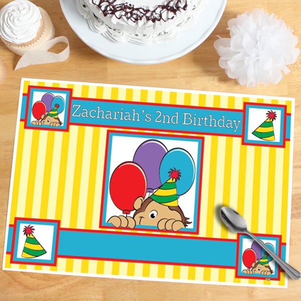 Monkey Cute Party Placemat, 8.5x11 Editable PDF Printable by Birthday Direct