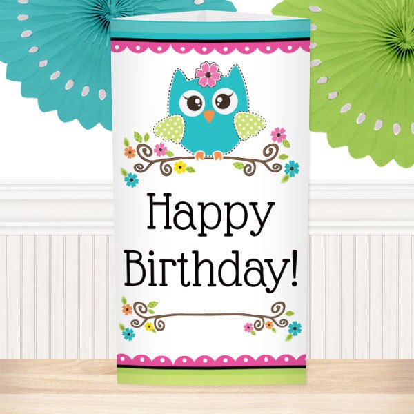 Little Owl Birthday Centerpiece PDF Printable by Birthday Direct