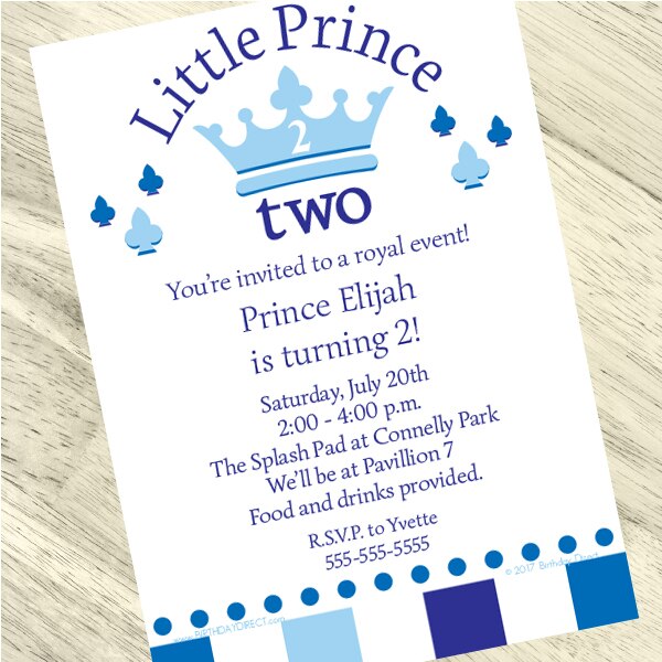 Little Prince 2nd Birthday Invitation, 5x7-in, Editable PDF Printable by Birthday Direct