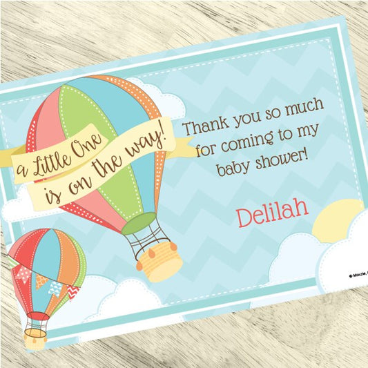 Hot Air Balloon Baby Shower Thank You, 5x7-in, Editable PDF Printable by Birthday Direct