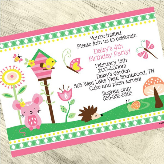 Little Garden Party Invitation, 5x7-in, Editable PDF Printable by Birthday Direct