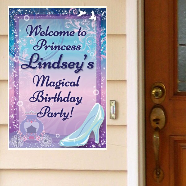 Princess Cinderella Party Door Greeter, Editable PDF Printable by Birthday Direct