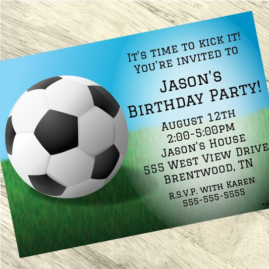 Soccer Party Invitation, 5x7-in, Editable PDF Printable by Birthday Direct