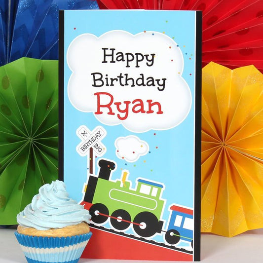 Little Train Birthday Centerpiece, 10 inch Editable PDF Printable by Birthday Direct