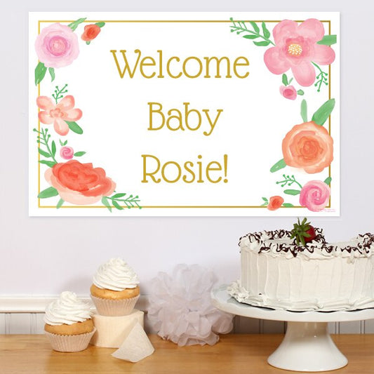 Welcome Floral Party Sign, Editable PDF Printable by Birthday Direct