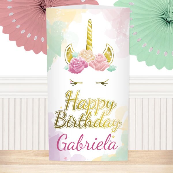 Unicorn Sparkle Birthday Centerpiece, 10 inch Editable Canva Template by Birthday Direct