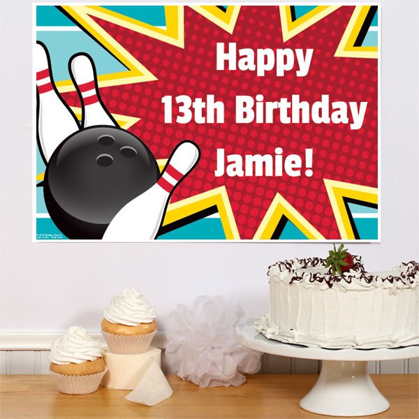 Bowling Party Sign, Editable PDF Printable by Birthday Direct