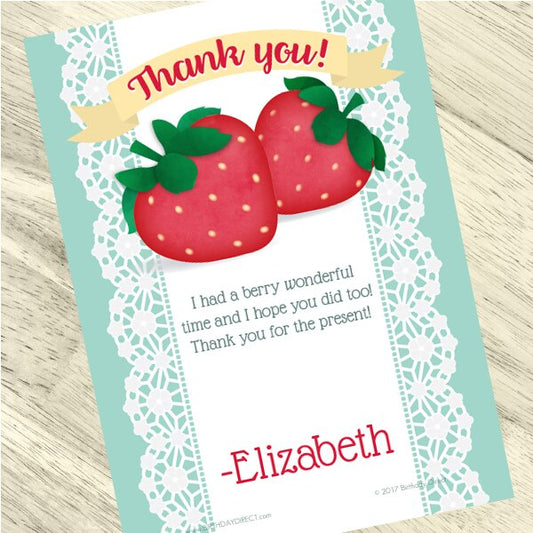 Strawberry Party Thank You, 5x7-in, Editable PDF Printable by Birthday Direct