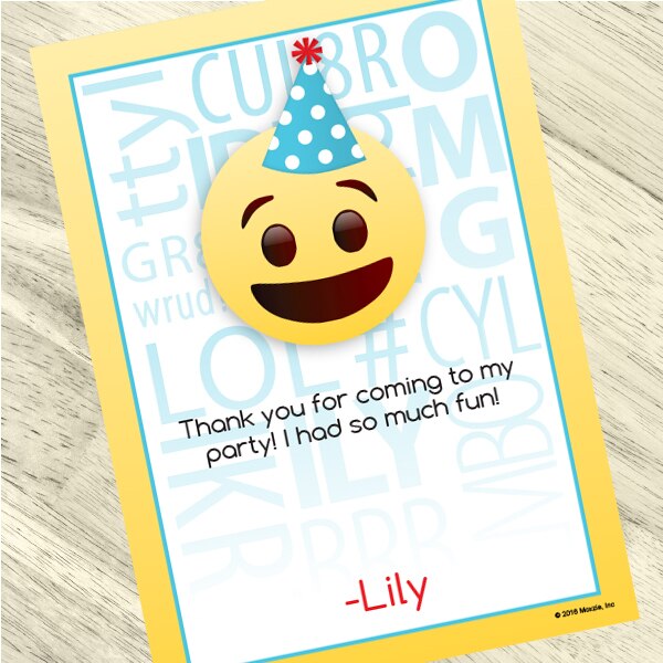 Emoji Party Thank You, 5x7-in, Editable PDF Printable by Birthday Direct