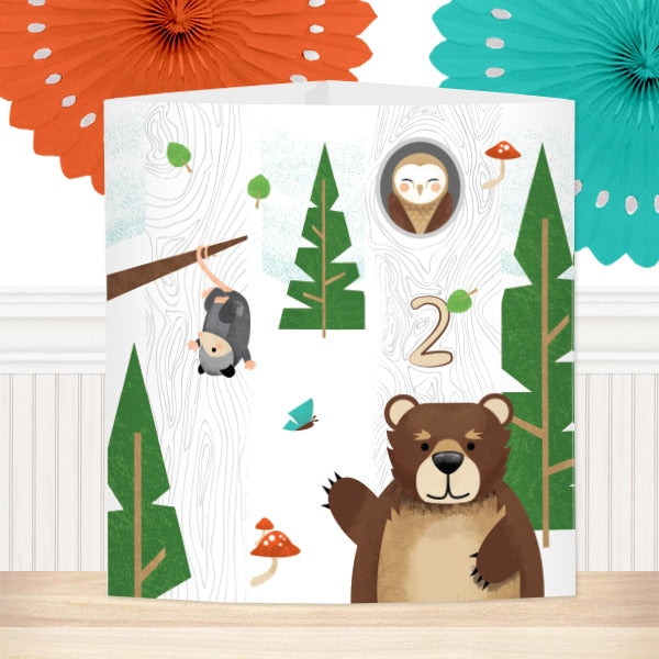 Wild Woodland 2nd Birthday Centerpiece, Editable Canva Template by Birthday Direct