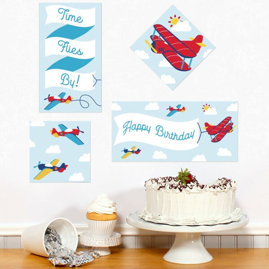 Vintage Airplane Birthday Sign Cutouts Wall Decoration, 8.5x11 Printable PDF by Birthday Direct