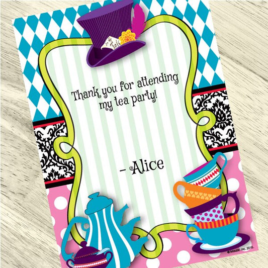 Mad Hatter Tea Party Thank You, 5x7-in, Editable PDF Printable by Birthday Direct