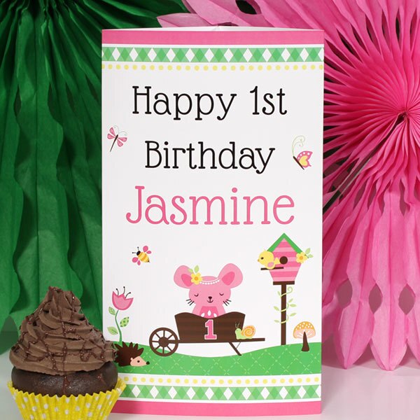 Little Garden 1st Birthday Centerpiece, 10 inch Editable Canva Template by Birthday Direct