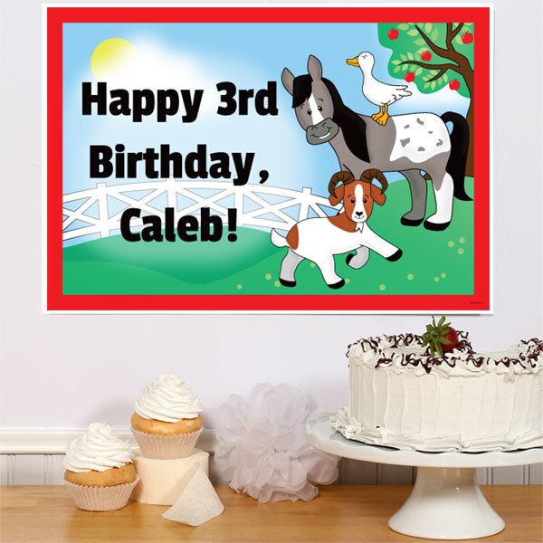 On the Farm Party Sign, Editable Canva Template by Birthday Direct