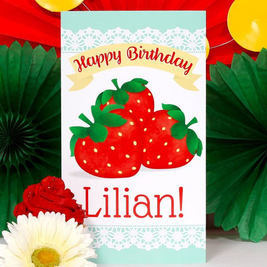 Strawberry Birthday Centerpiece, 8.5x11 Editable PDF Printable by Birthday Direct